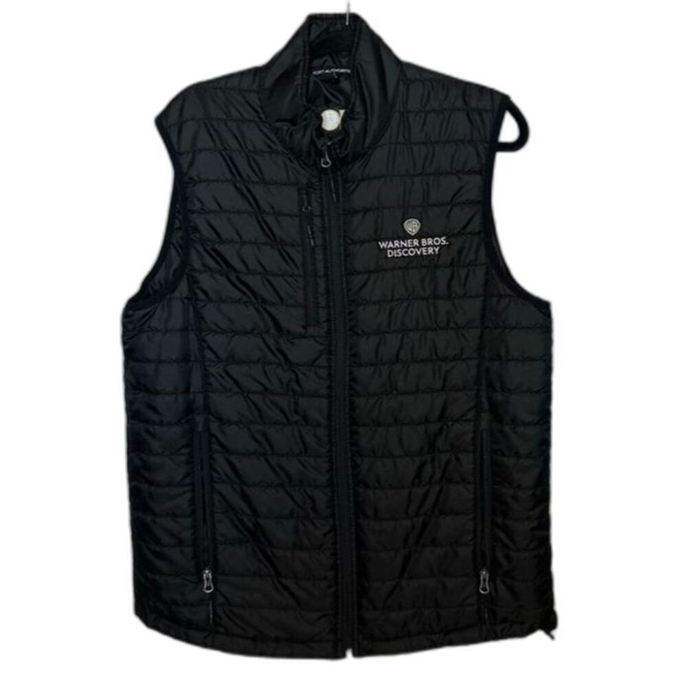 Port Authority Black Quilted Vest with Warner Bros. Logo; Men’s Large